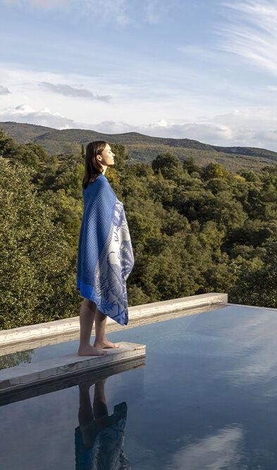 serviette de plage bleu