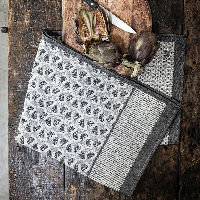 Paño de cocina Empreintes Charbon 60x80 100% algodón, , hi-res image number 1