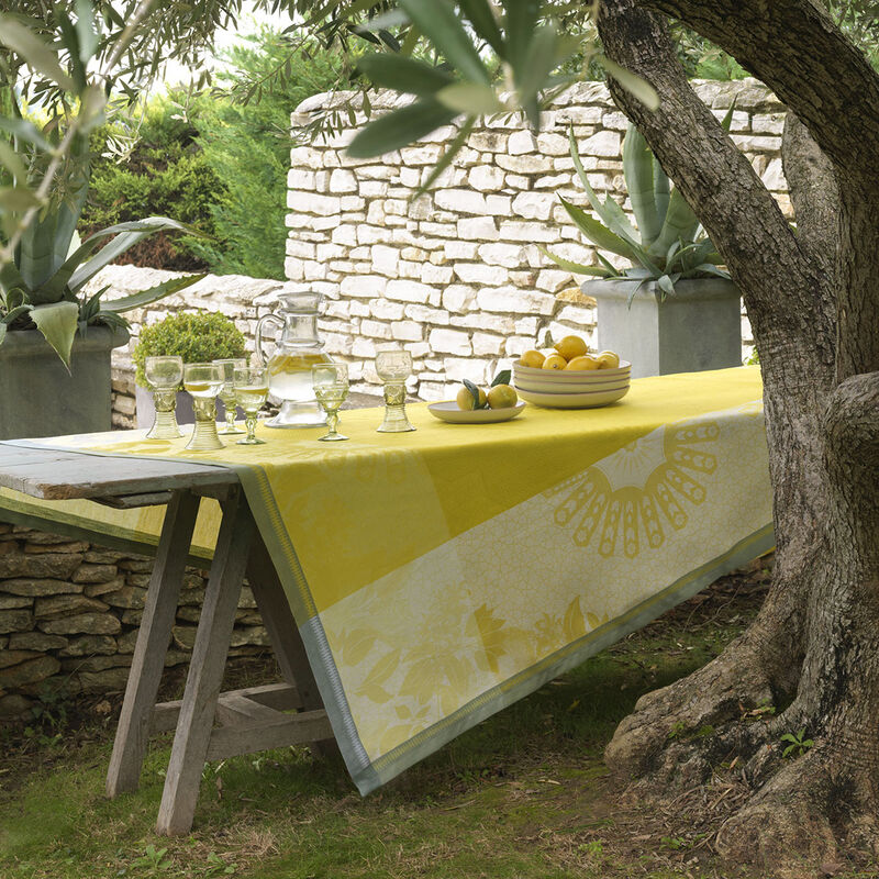 Mantel Jardin d'orient Cedrat 175x175 100% lino, , hi-res