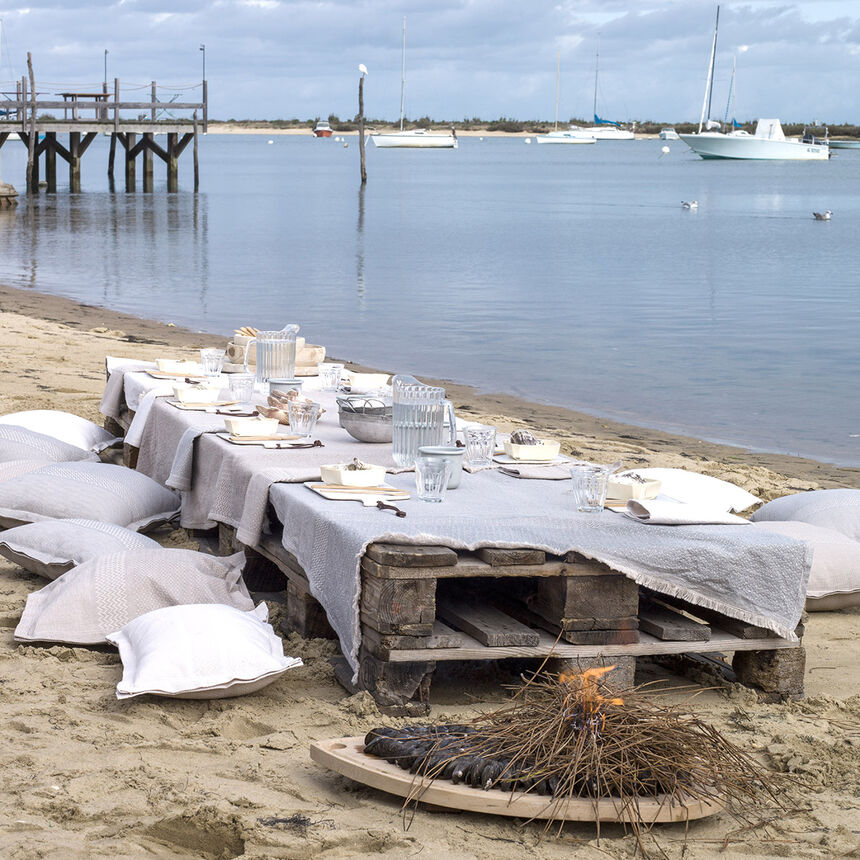 Mantel Slow Life Metal 150x150 89% algod&oacute;n / 11% lino, , hi-res image number 0