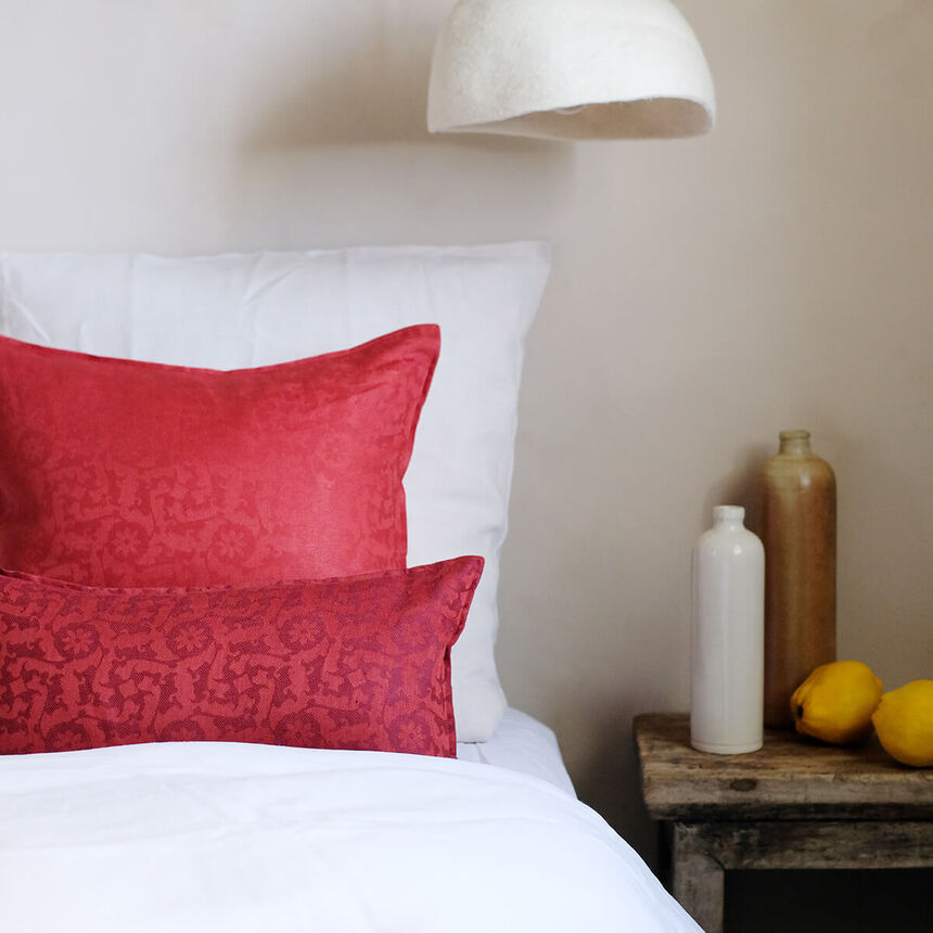 Funda de coj&iacute;n Ottomane Fresque Burgundy 50x50 100% lino, , hi-res image number 1