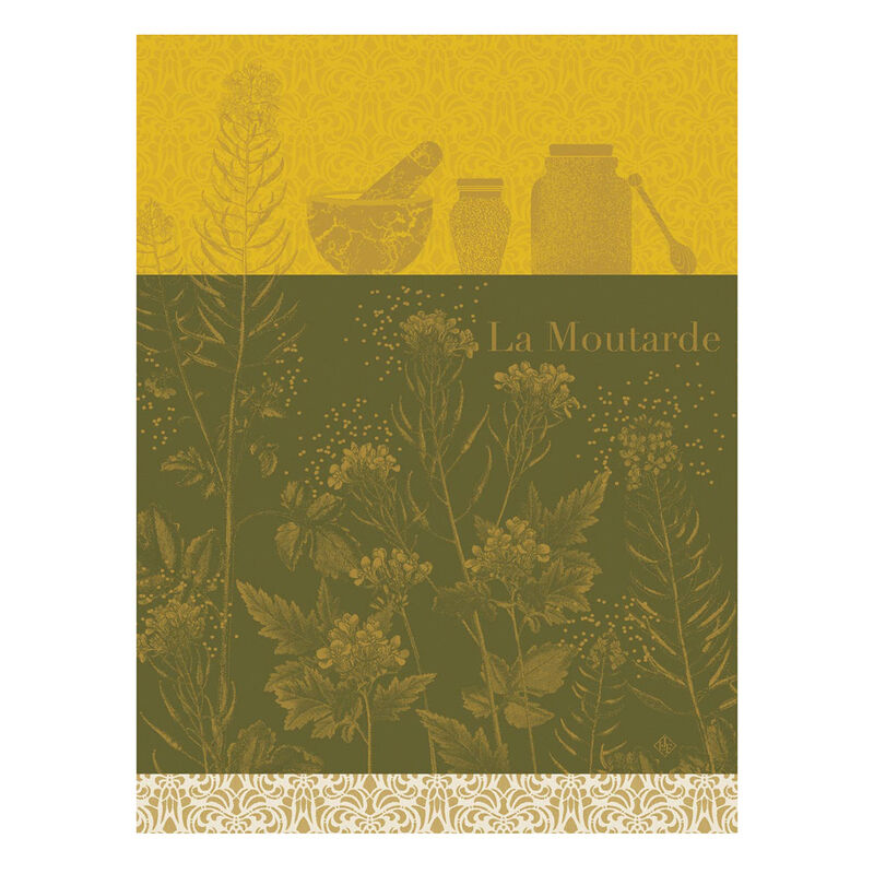 Paño de cocina Moutarde en fleurs Jaune 60x80 100% algodón, , hi-res image number 0