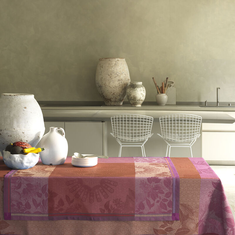 Mantel Jardin d'orient Terracotta 150x220 100% lino, , hi-res image number 0