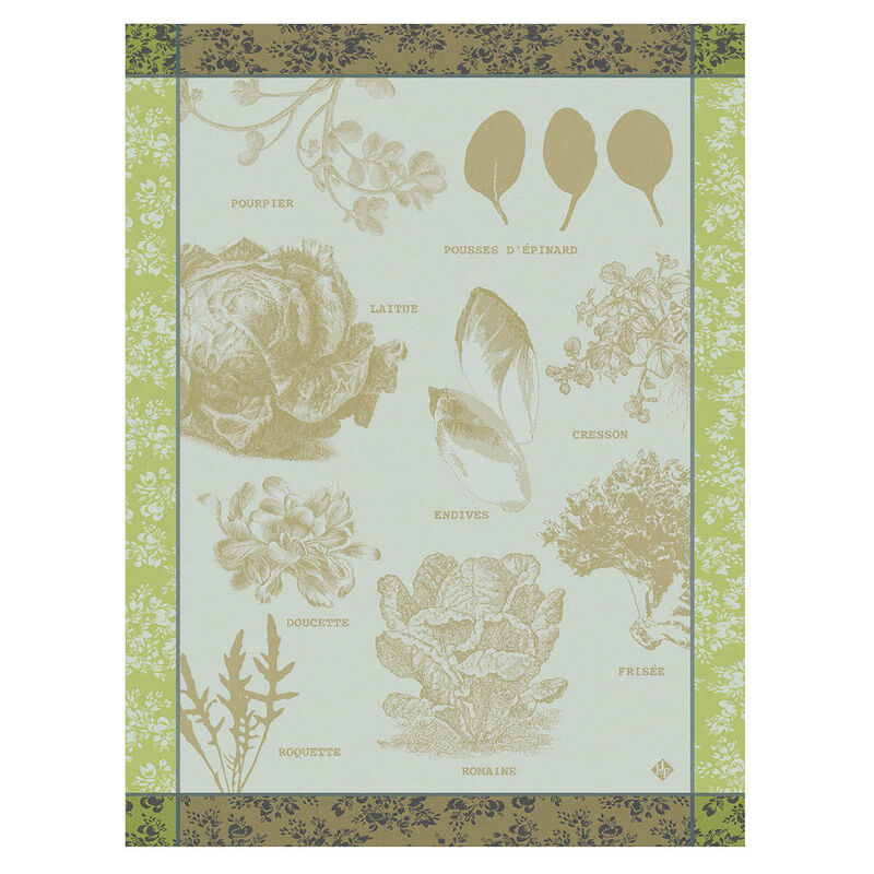 Paño de cocina Salades Illustrées Endive 60x80 100% algodon, , hi-res image number 0