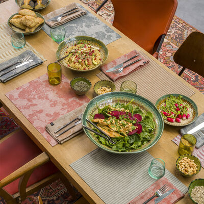 Individual antimancha Casual Ethnique 100% lino, revestimiento acrílico