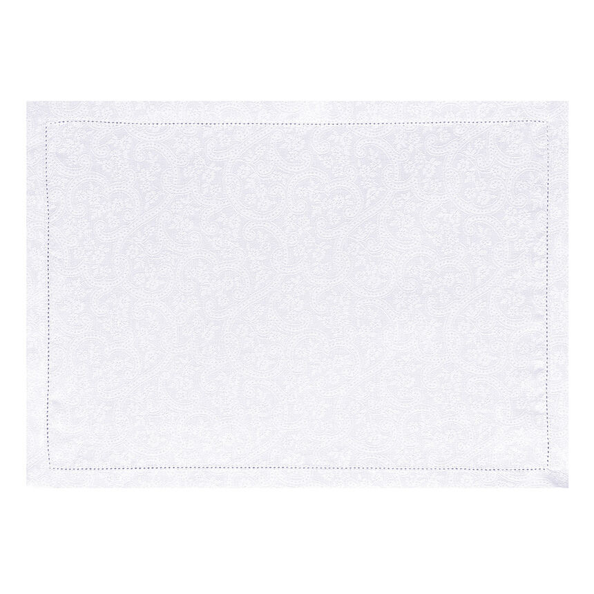 Individual Portofino Fiori Bianco 50x36 100% lino, , hi-res image number 1