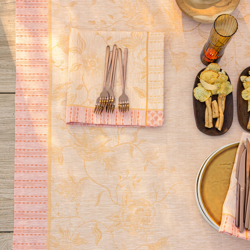 Mantel &Eacute;t&eacute; Indien Abricot 120x120 100% lino, , hi-res image number 3