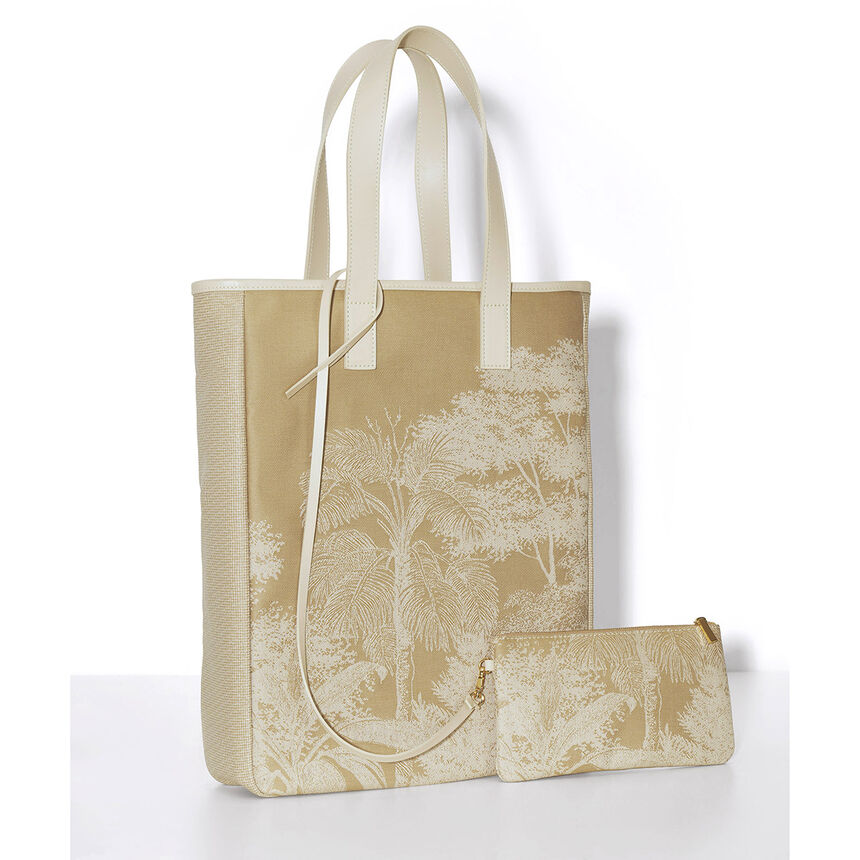 Bolsa de mano Paysage Brun  100% algodon, revestimiento acr&iacute;lico. Adornos: Piel de vaca, , hi-res image number 1