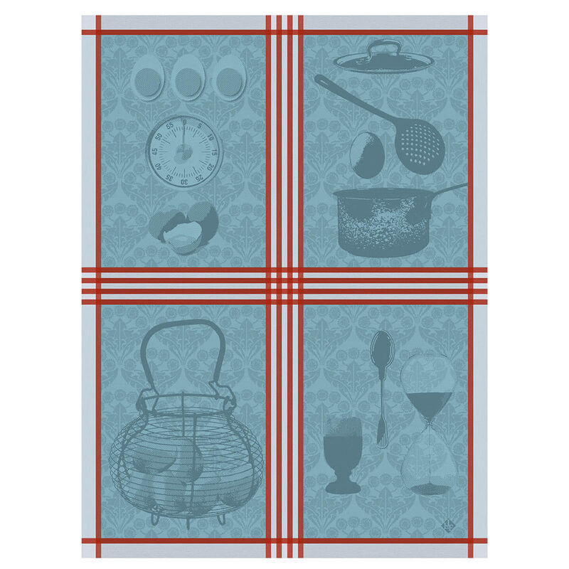 Paño de cocina Œufs Cuissons Azur 60x80 100% algodon, , hi-res image number 0