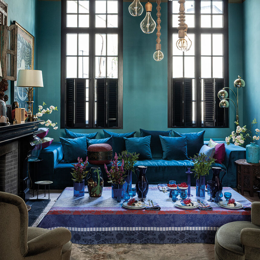 Mantel antimancha Gipsy Azur 175x175 100% algod&oacute;n, , hi-res image number 0