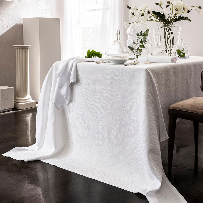 Mantel &Eacute;vasion C&eacute;leste Blanc Pur 175x175 100% lino, , hi-res