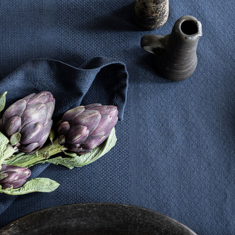 Mantel Slow Life re-use Ardoise 145x150 52% Algodón, 45% Poliéster reciclado, 3% Otras fibras, , hi-res image number 1